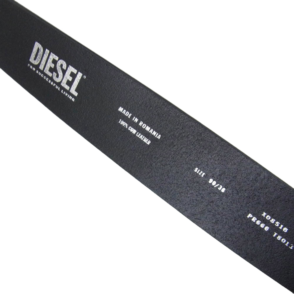 DIESEL ディーゼル 22AW X08516 オーバルD レザーベルト Dロゴ バックル ブラック系 90【中古】
