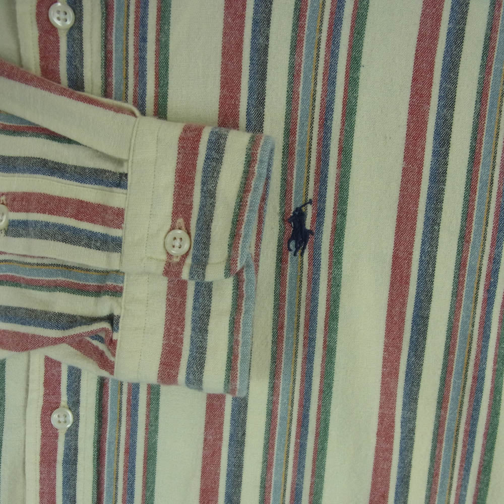 POLO RALPH LAUREN ポロ・ラルフローレン BD ストライプ 長袖 シャツ 刺繍 コットン インド製 マルチカラー系 L【中古】