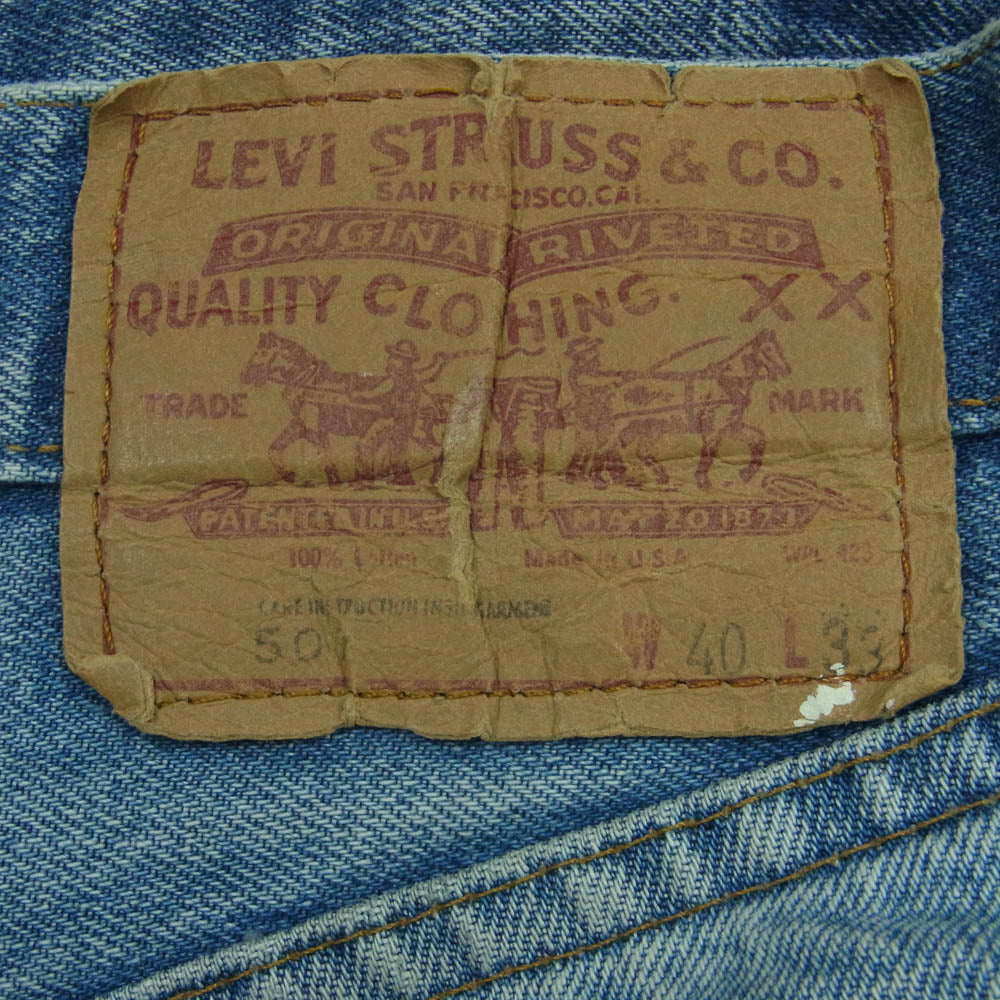 Levi's リーバイス 80s ヴィンテージ 501 RED LINE 赤耳 裏刻印 524 ボタン フライ ストレート デニム パンツ インディゴブルー系 W40 L33【中古】