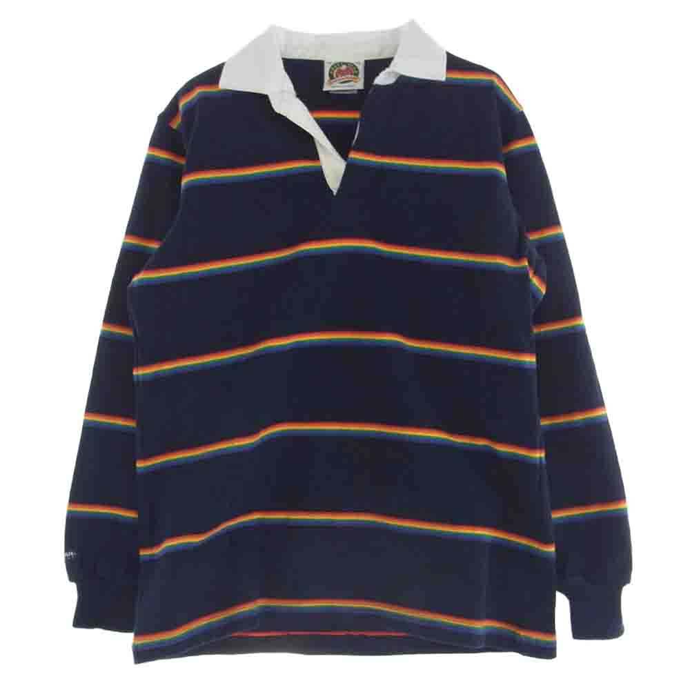 Barbarian バーバリアン ストライプ 長袖 ラガー シャツ ネイビー系 XL【中古】
