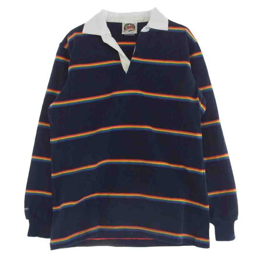 Barbarian バーバリアン ストライプ 長袖 ラガー シャツ ネイビー系 XL【中古】