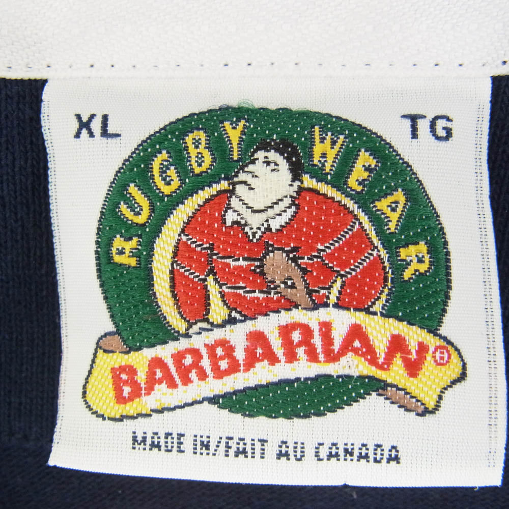 Barbarian バーバリアン ストライプ 長袖 ラガー シャツ ネイビー系 XL【中古】
