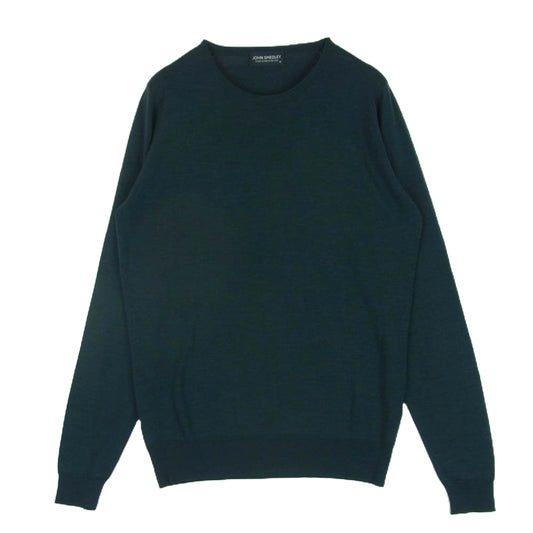 JOHN SMEDLEY ジョンスメドレー 英国製 ウール クルーネック ニット セーター ダークグリーン系 M【中古】