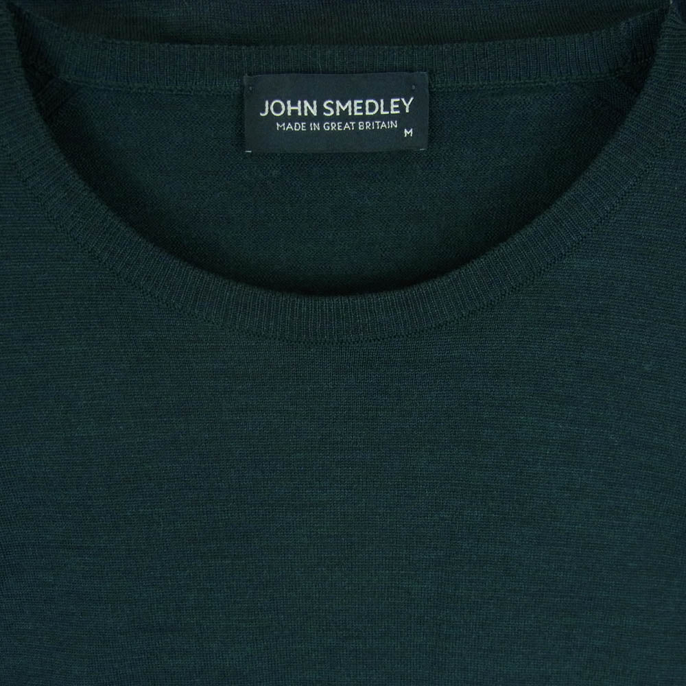 JOHN SMEDLEY ジョンスメドレー 英国製 ウール クルーネック ニット セーター ダークグリーン系 M【中古】