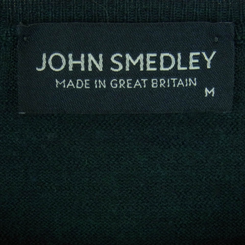 JOHN SMEDLEY ジョンスメドレー 英国製 ウール クルーネック ニット セーター ダークグリーン系 M【中古】