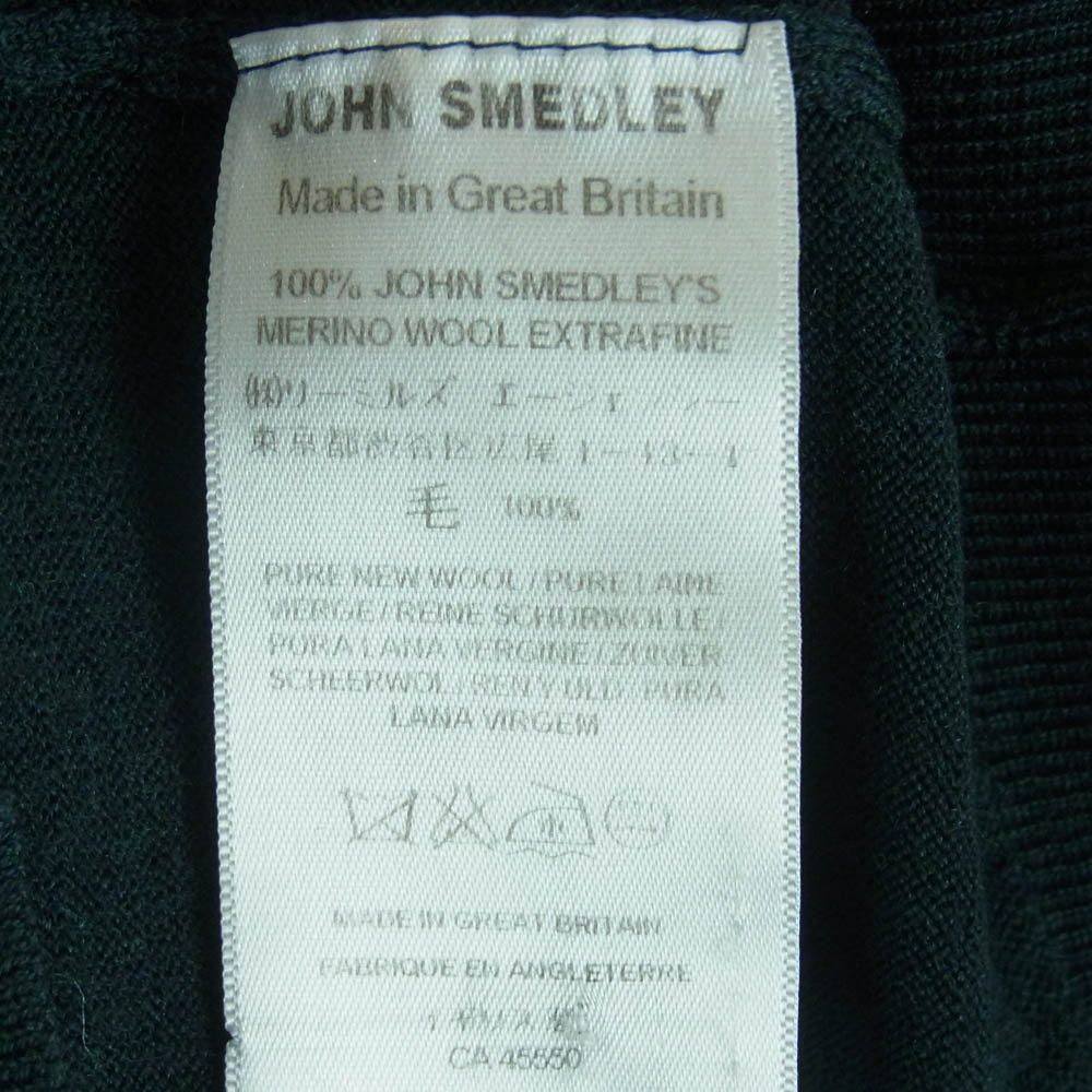 JOHN SMEDLEY ジョンスメドレー 英国製 ウール クルーネック ニット セーター ダークグリーン系 M【中古】