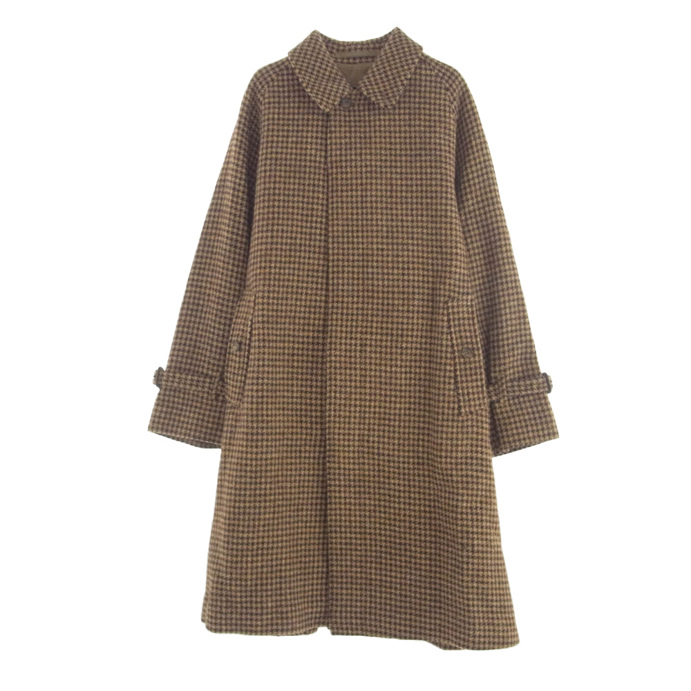 BEAMS ビームス 21-19-0052-287 BEAMSF ビームスF HARRIS TWEED ハリスツイード ハウンドトゥース シングル ラグランスリーブ バルカラ－コート ブラウン系 38【中古】