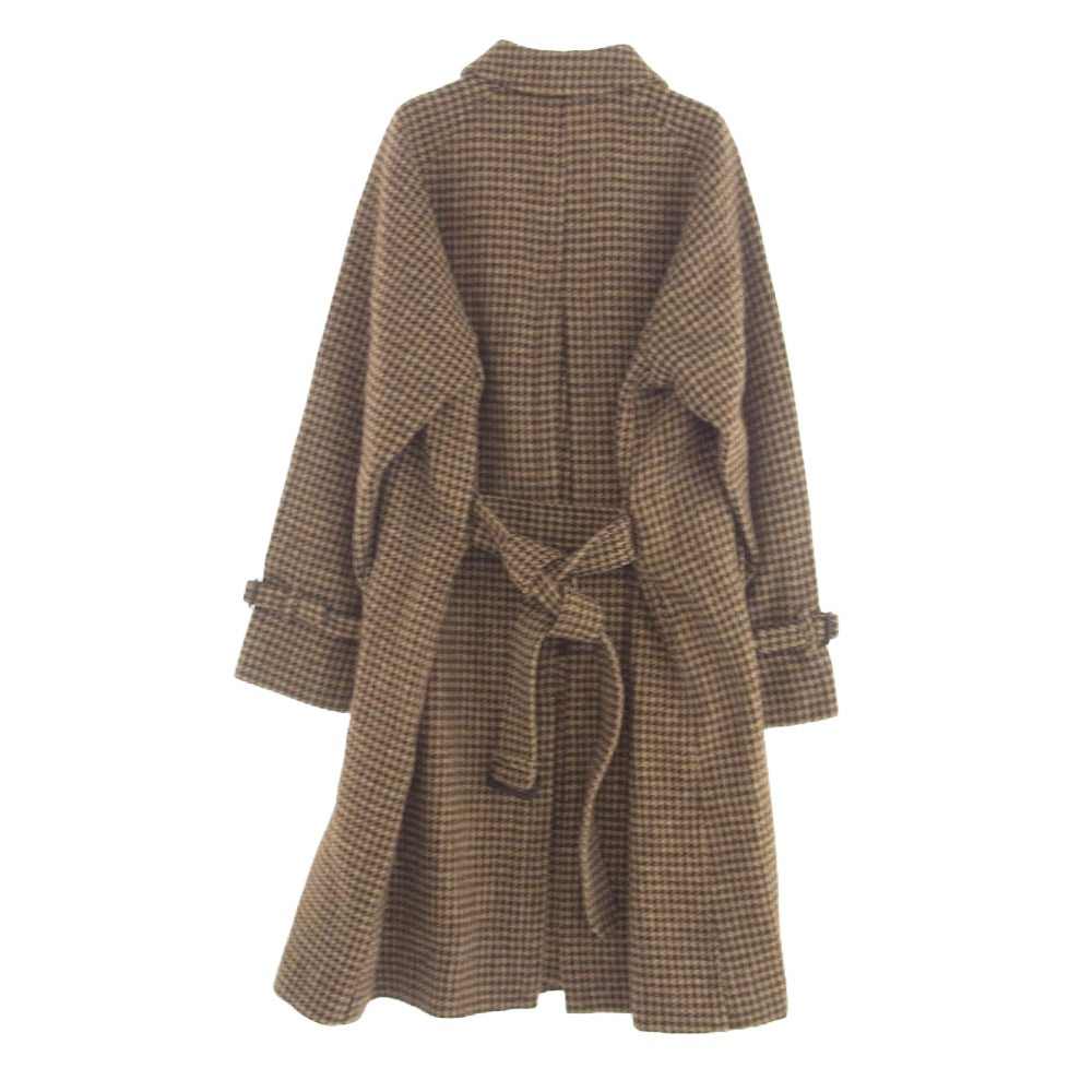 BEAMS ビームス 21-19-0052-287 BEAMSF ビームスF HARRIS TWEED ハリスツイード ハウンドトゥース シングル ラグランスリーブ バルカラ－コート ブラウン系 38【中古】