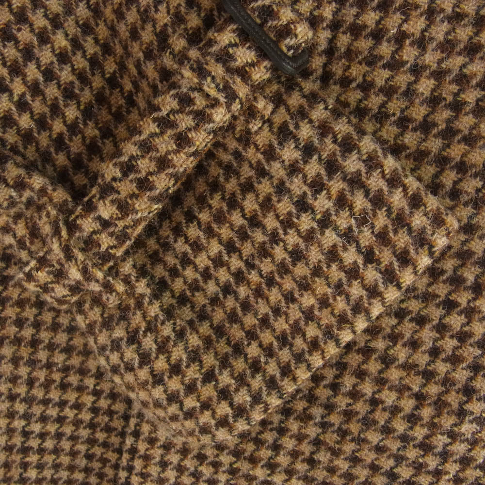 BEAMS ビームス 21-19-0052-287 BEAMSF ビームスF HARRIS TWEED ハリスツイード ハウンドトゥース シングル ラグランスリーブ バルカラ－コート ブラウン系 38【中古】