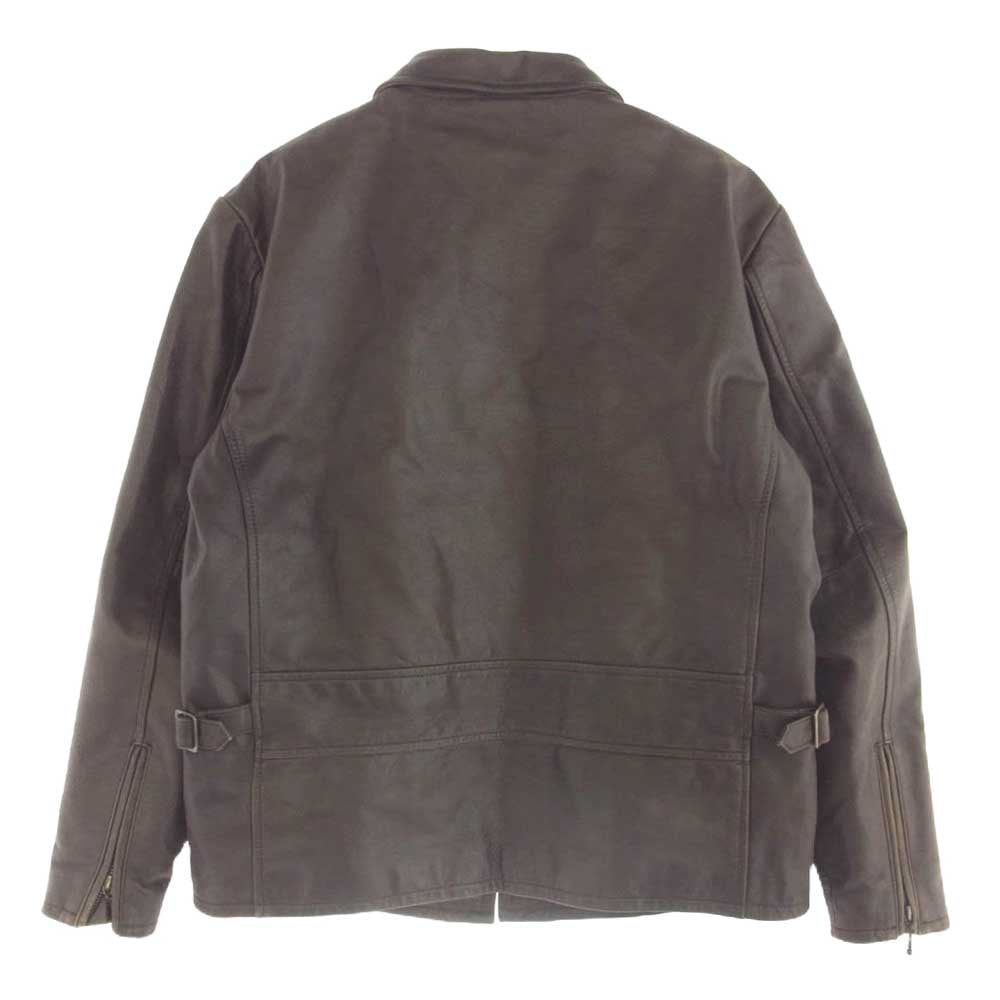 AVIREX アヴィレックス 612107 カウレザー 襟付き ジップアップ シングル ライダース レザー ジャケット ブラウン系 L【中古】