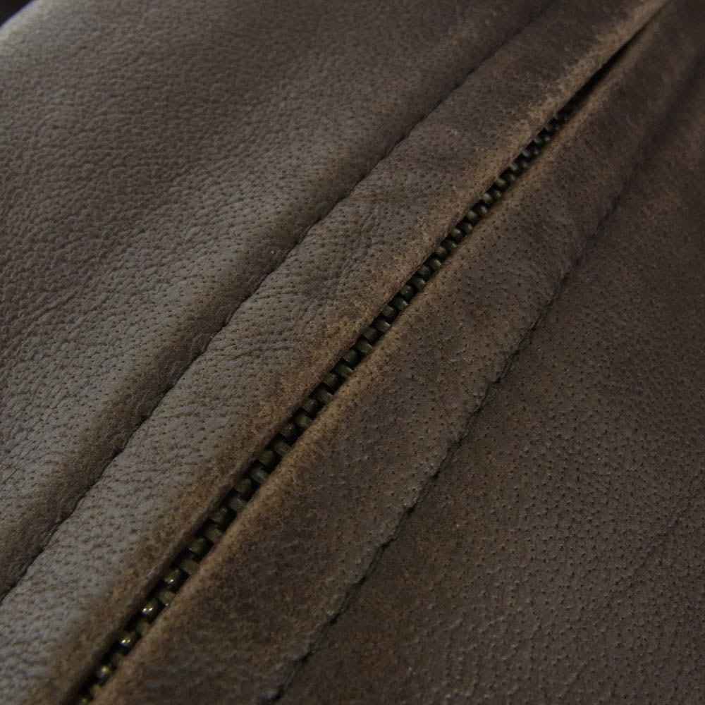 AVIREX アヴィレックス 612107 カウレザー 襟付き ジップアップ シングル ライダース レザー ジャケット ブラウン系 L【中古】