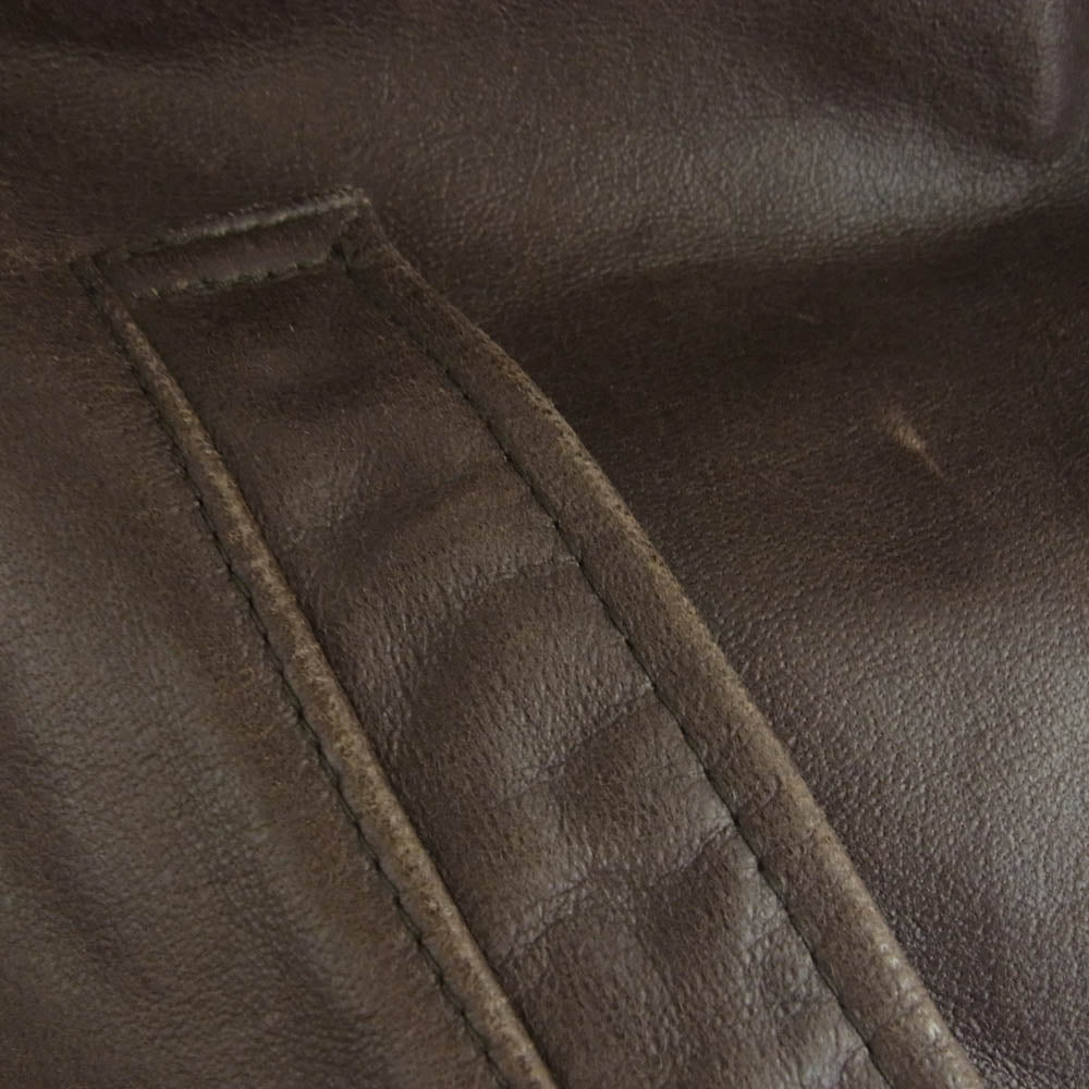 AVIREX アヴィレックス 612107 カウレザー 襟付き ジップアップ シングル ライダース レザー ジャケット ブラウン系 L【中古】