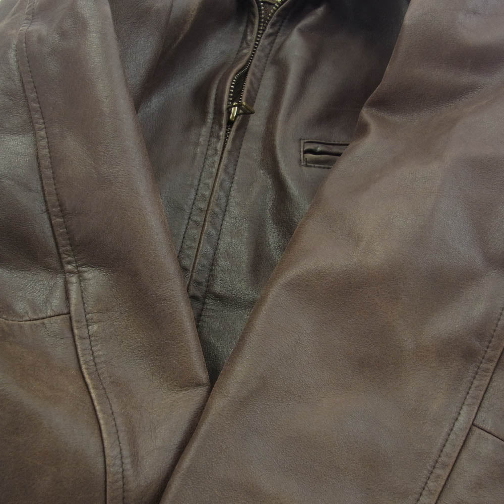 AVIREX アヴィレックス 612107 カウレザー 襟付き ジップアップ シングル ライダース レザー ジャケット ブラウン系 L【中古】