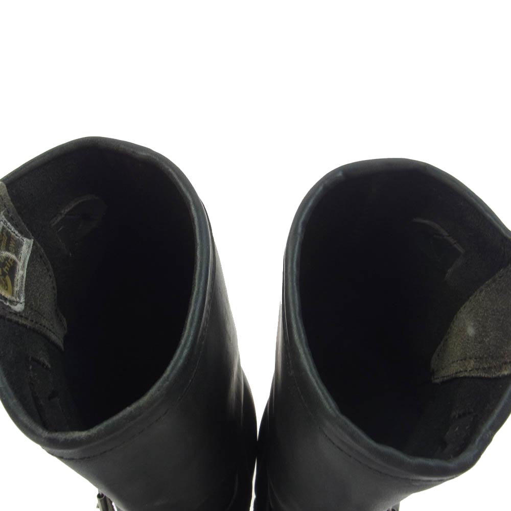 Chippewa チペワ 59868 80s プリント黒タグ ENGINEER BOOTS プレーントゥ レザー エンジニア ブーツ ブラック系 9E【中古】