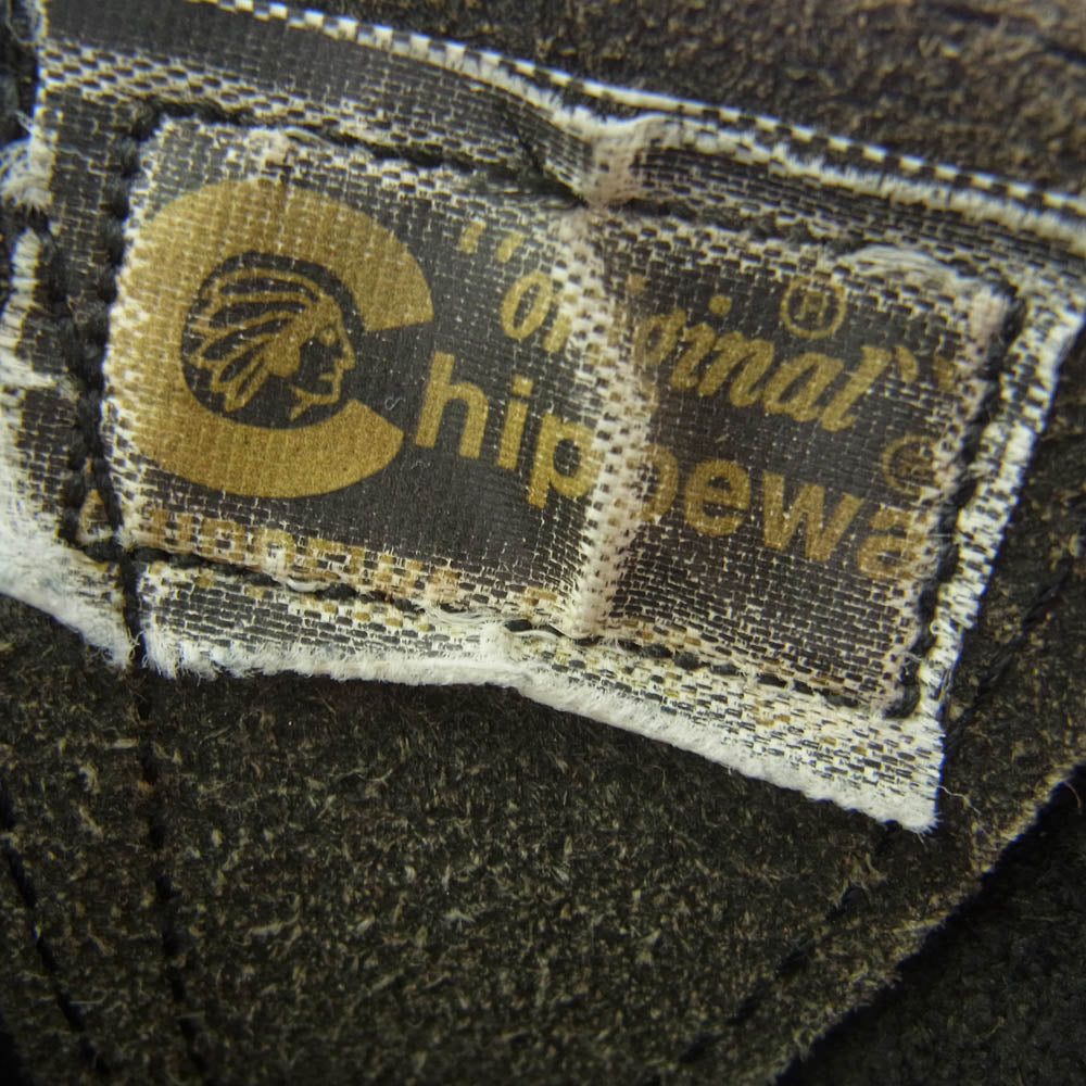 Chippewa チペワ 59868 80s プリント黒タグ ENGINEER BOOTS プレーントゥ レザー エンジニア ブーツ ブラック系 9E【中古】
