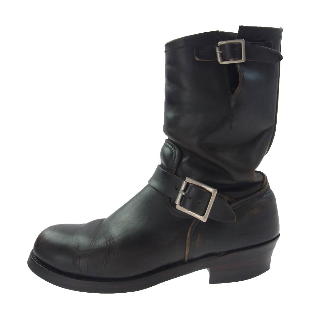 RED WING レッドウィング 2268 PT91 茶芯 プリント羽根タグ USA製 ENGINEER BOOTS レザー エンジニア ブーツ ブラック系 印字薄れの為不明【中古】