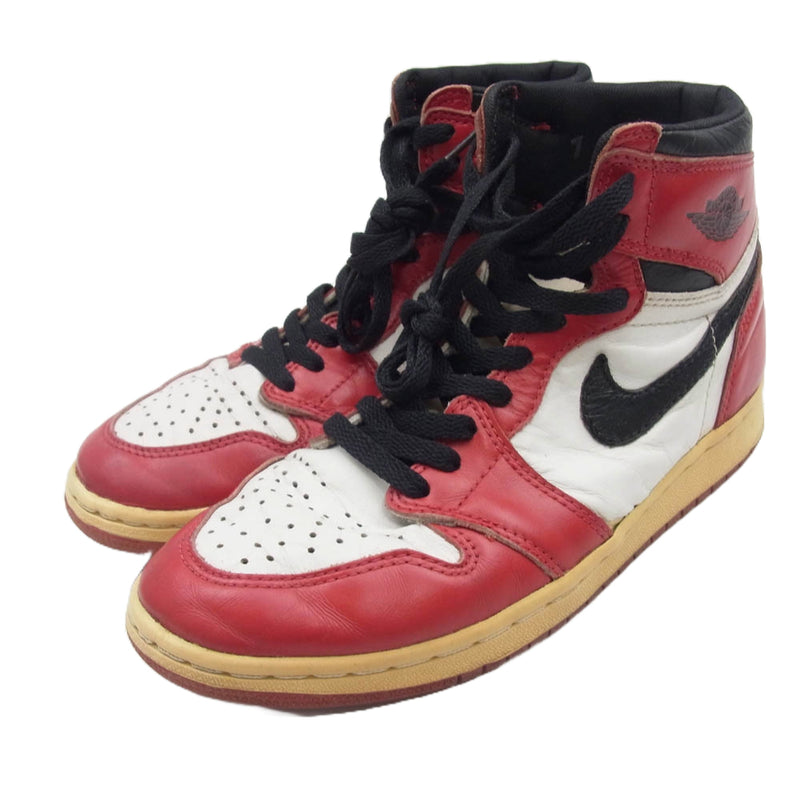 NIKE ナイキ 130207-101 ヴィンテージ 1994年製 復刻 AIR JORDAN 1 RETRO HIGH CHICAGO エアジョーダン1 シカゴ ハイカット スニーカー レッド系 ホワイト系 25cm【中古】