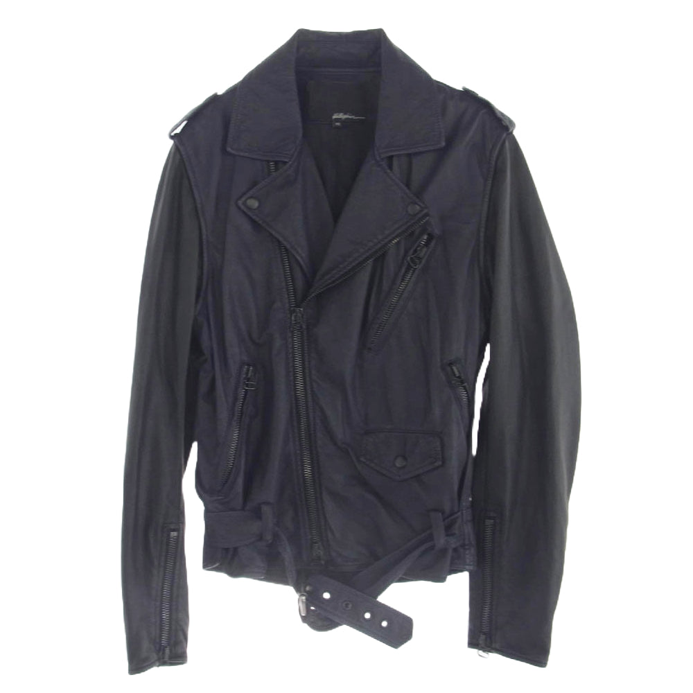 スリーワンフィリップリム 袖着脱可能 2WAY 切替 ラムレザー ダブルライダース ジャケット ベスト ネイビー系 ブラック系 XS【中古】