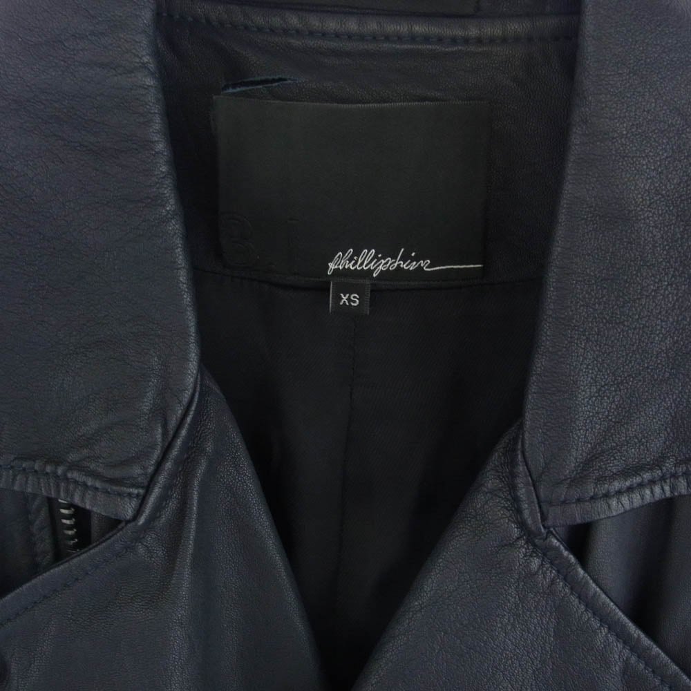 スリーワンフィリップリム 袖着脱可能 2WAY 切替 ラムレザー ダブルライダース ジャケット ベスト ネイビー系 ブラック系 XS【中古】