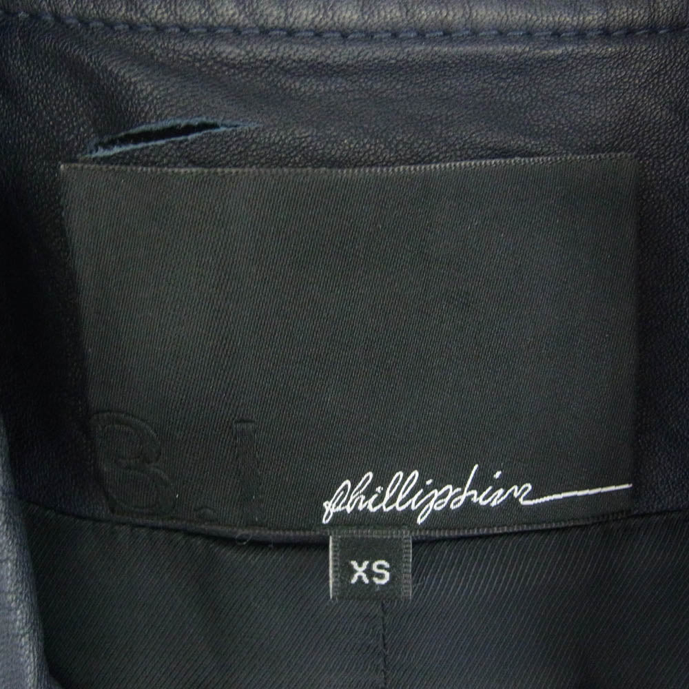 スリーワンフィリップリム 袖着脱可能 2WAY 切替 ラムレザー ダブルライダース ジャケット ベスト ネイビー系 ブラック系 XS【中古】