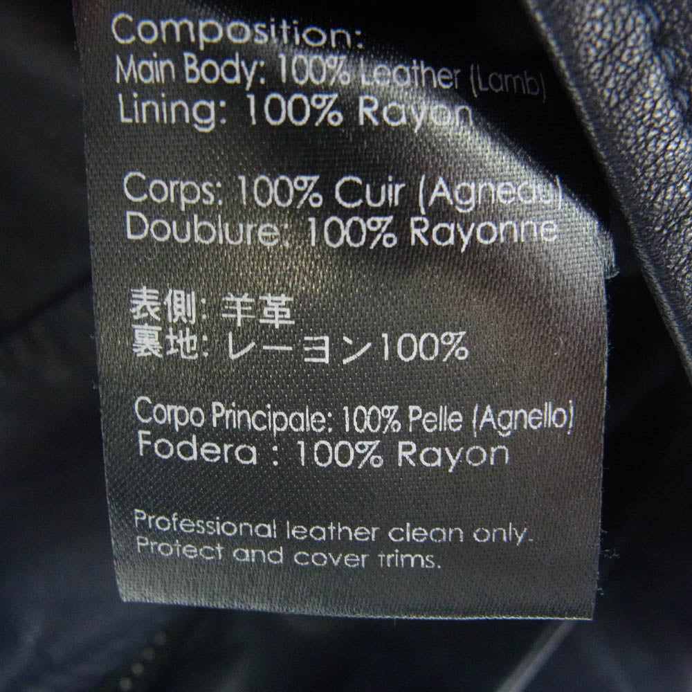 スリーワンフィリップリム 袖着脱可能 2WAY 切替 ラムレザー ダブルライダース ジャケット ベスト ネイビー系 ブラック系 XS【中古】