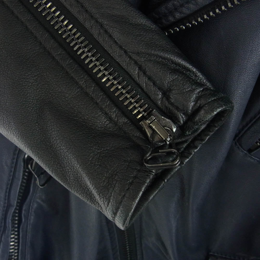 スリーワンフィリップリム 袖着脱可能 2WAY 切替 ラムレザー ダブルライダース ジャケット ベスト ネイビー系 ブラック系 XS【中古】