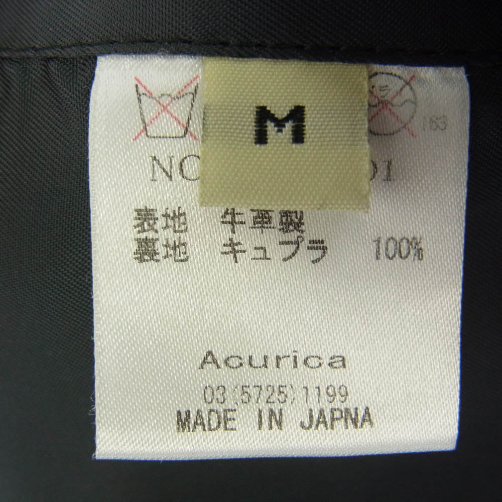 アクリカ Acme1001 カウレザー シングル ライダース ジャケット ブラック系 M【中古】