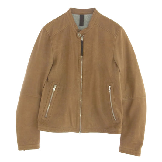 ルッフォ イタリア製 ラムレザー シングル ライダース ジャケット ブラウン系 46【中古】