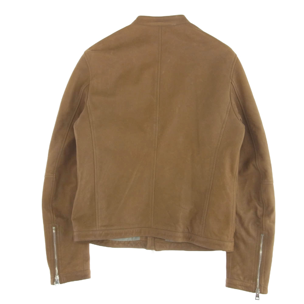 ルッフォ イタリア製 ラムレザー シングル ライダース ジャケット ブラウン系 46【中古】