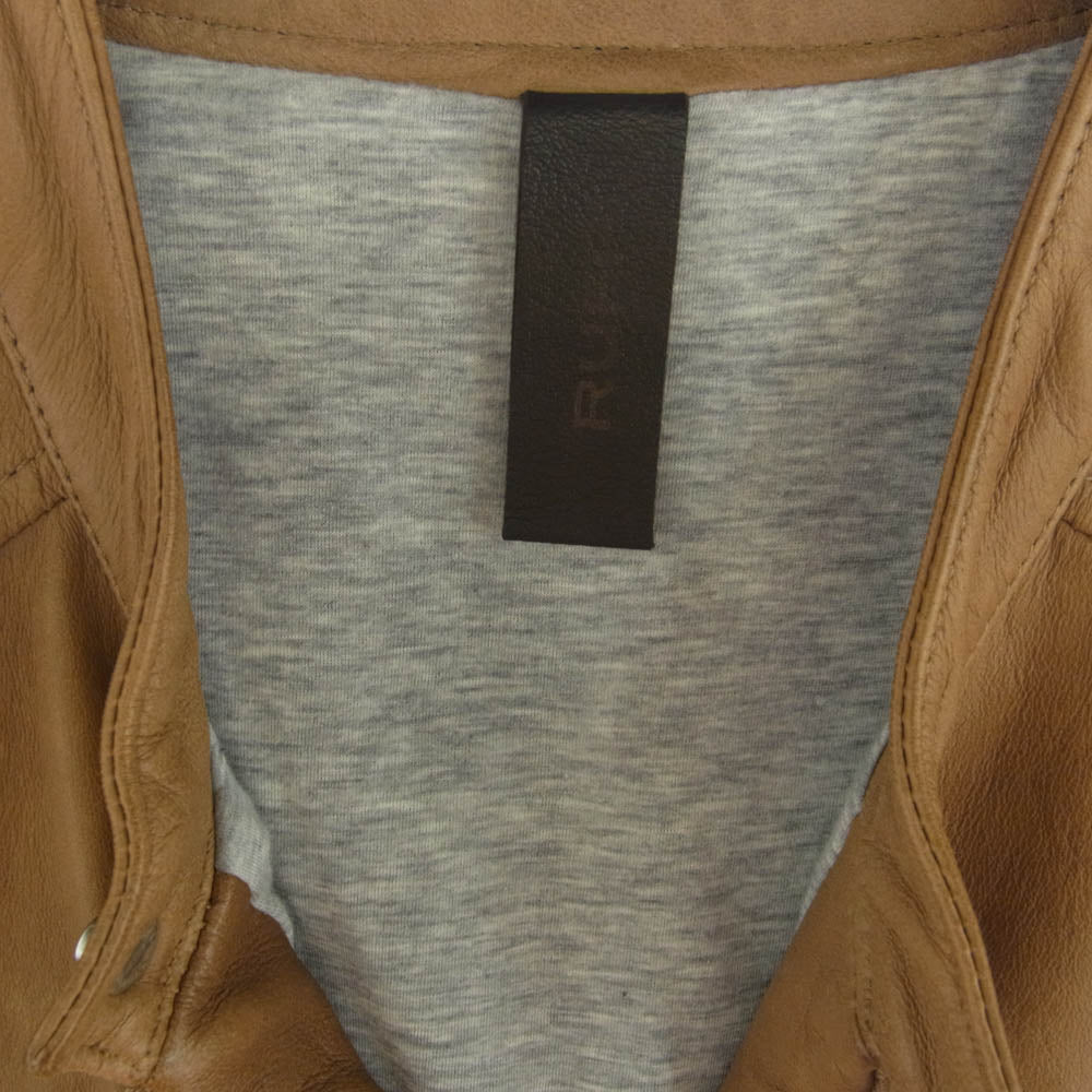 ルッフォ イタリア製 ラムレザー シングル ライダース ジャケット ブラウン系 46【中古】