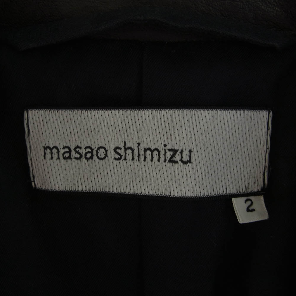 マサオシミズ ウール 襟レザー ヘリンボーン ライダース ジャケット ブラック系 グレー系 2【中古】