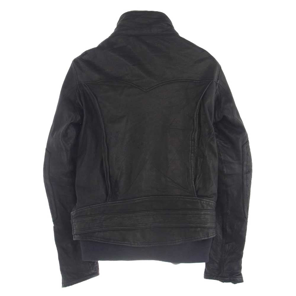 MIHARA YASUHIRO ミハラヤスヒロ 91011234 鹿側 ディアスキン 変形 レザー ライダースジャケット ブラック系 S【中古】