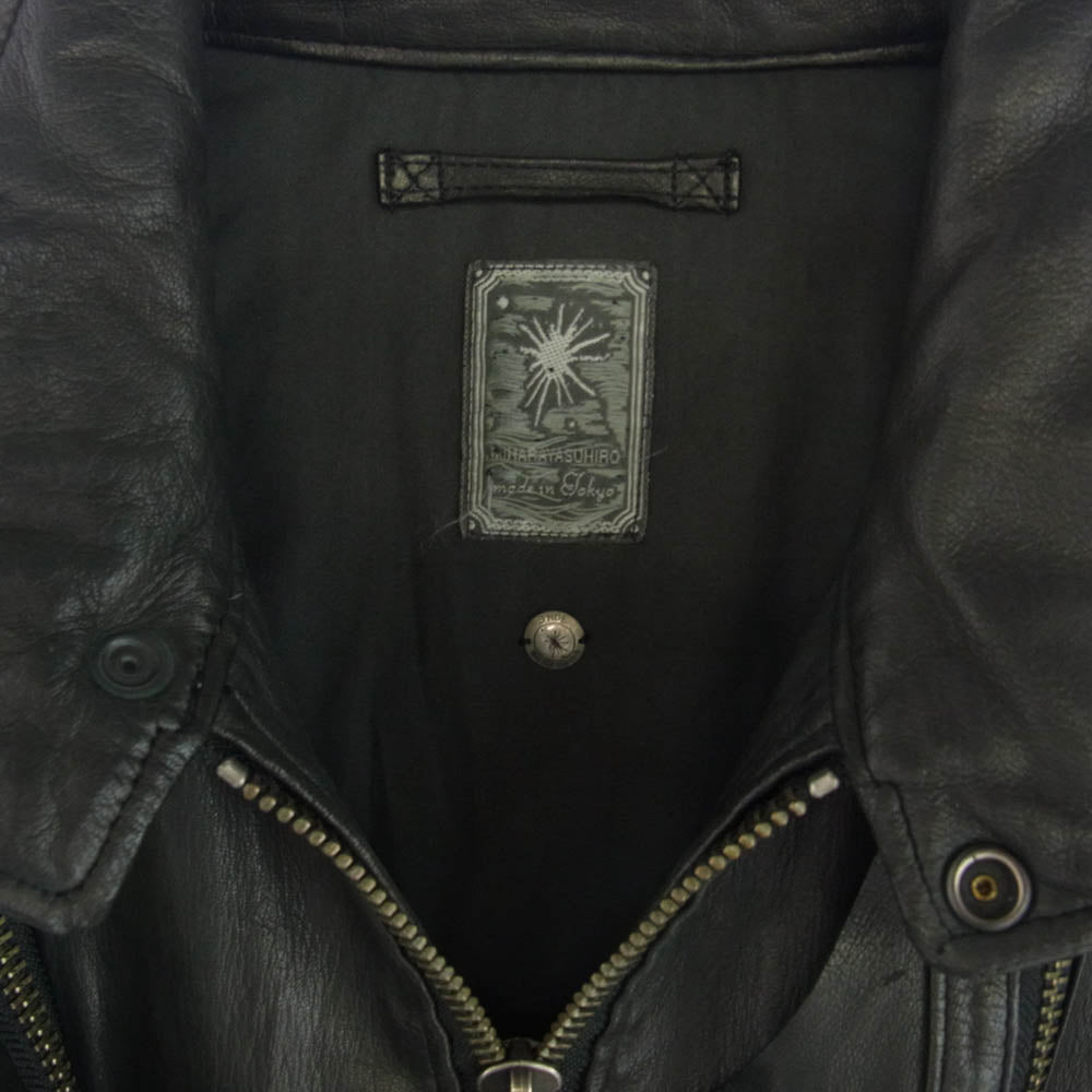 MIHARA YASUHIRO ミハラヤスヒロ 91011234 鹿側 ディアスキン 変形 レザー ライダースジャケット ブラック系 S【中古】