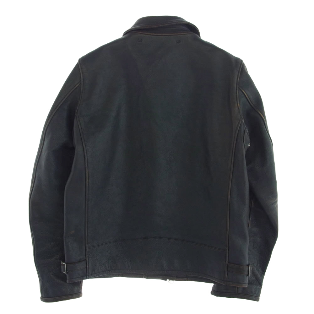 DELUXE デラックス D5157 茶芯 カウレザー ダブル ライダースジャケット ネイビー系 M【中古】