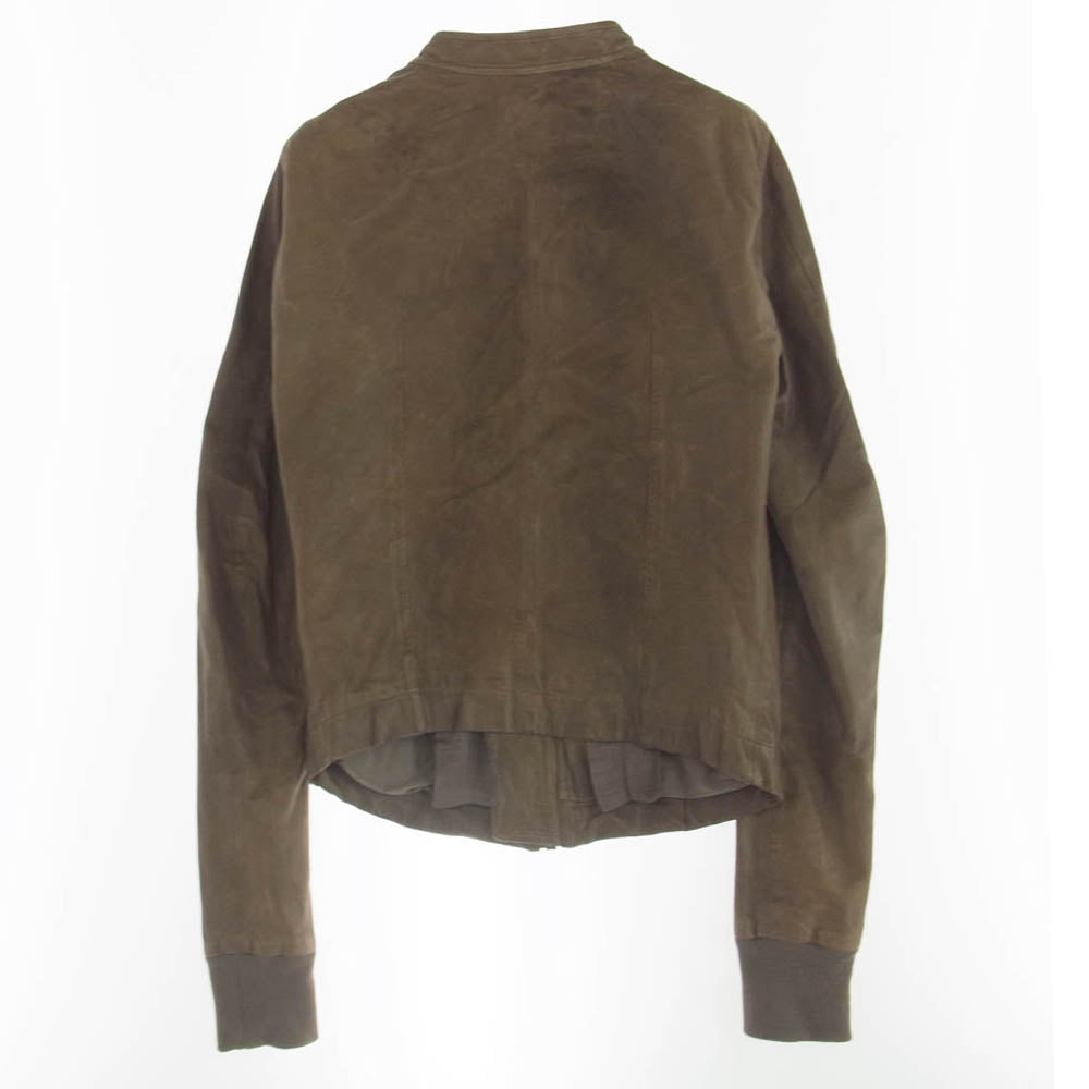 Rick Owens リックオウエンス RU8763 国内正規品 イーストランドタグ ラムレザー シングル ライダース ジャケット ダストカラー ブラウン系 XS【中古】