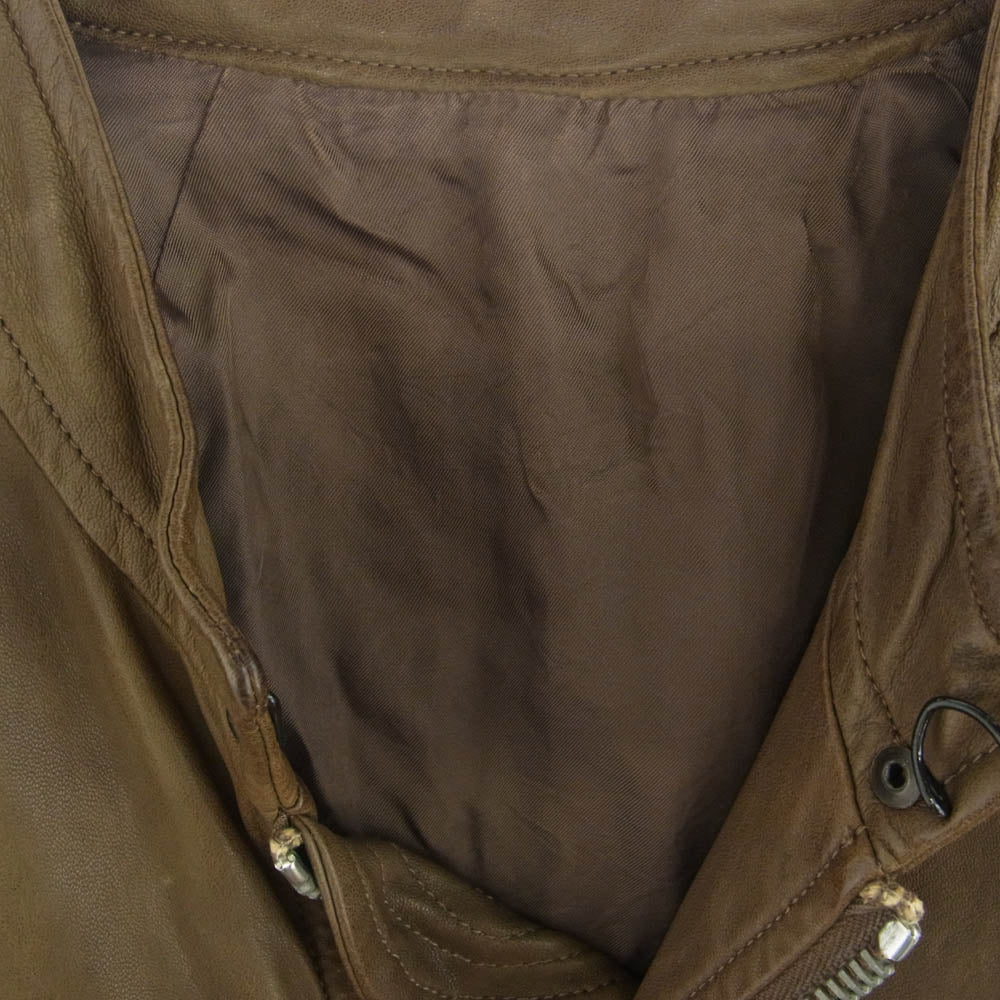 Rick Owens リックオウエンス RU8763 国内正規品 イーストランドタグ ラムレザー シングル ライダース ジャケット ダストカラー ブラウン系 XS【中古】