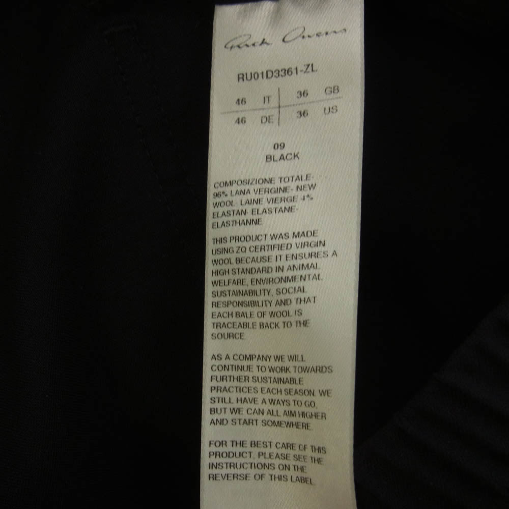 Rick Owens リックオウエンス 24SS RU01D3361-ZL Drawstring Geth Belas ゲスベラ パンツ ブラック系 46【中古】