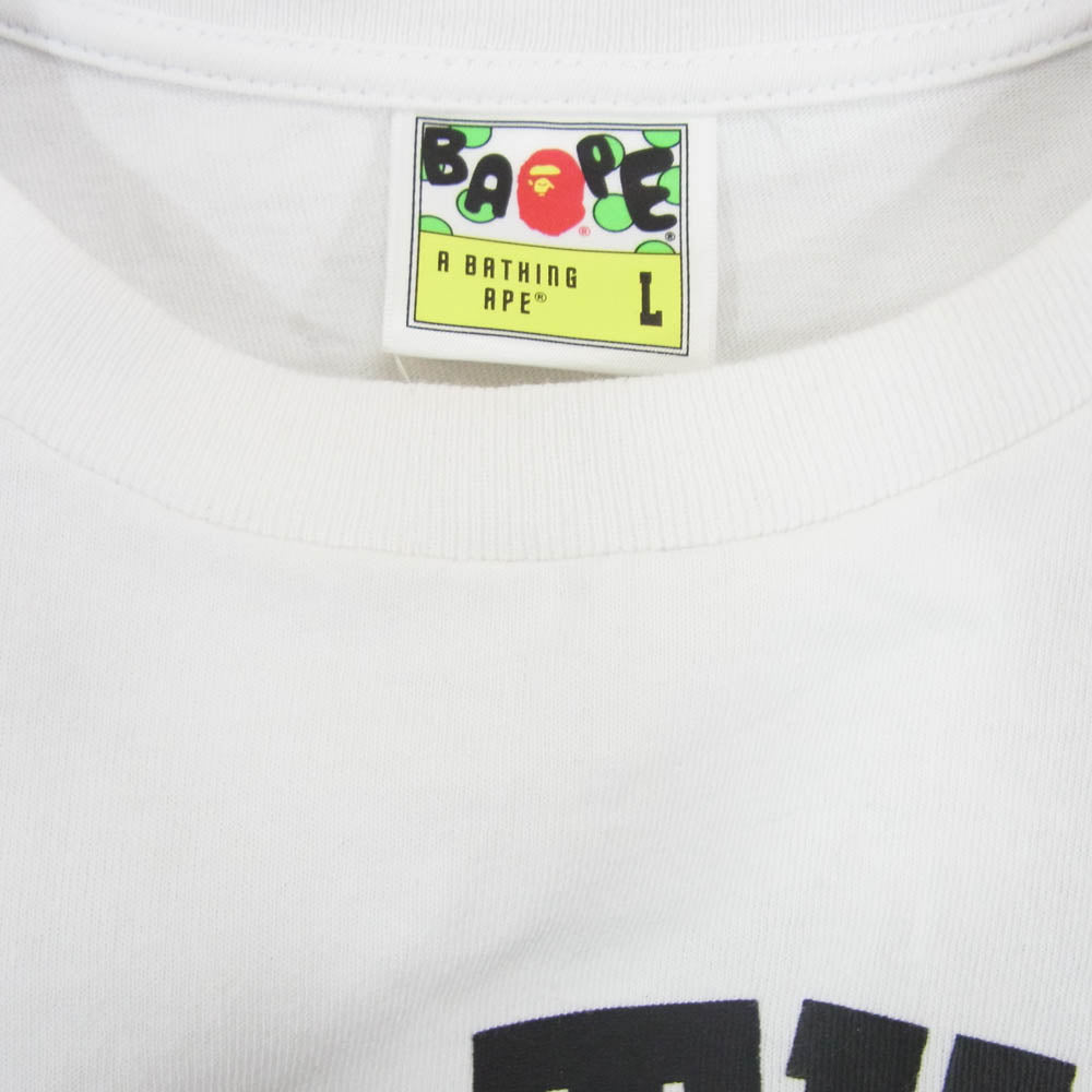 A BATHING APE アベイシングエイプ 3フェイス カレッジ ロゴ 半袖 Tシャツ ホワイト系 L【中古】