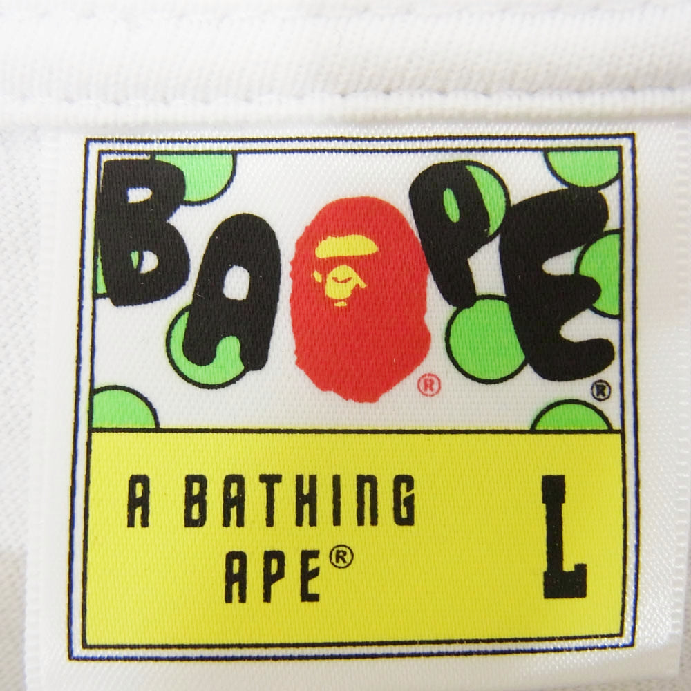 A BATHING APE アベイシングエイプ 3フェイス カレッジ ロゴ 半袖 Tシャツ ホワイト系 L【中古】