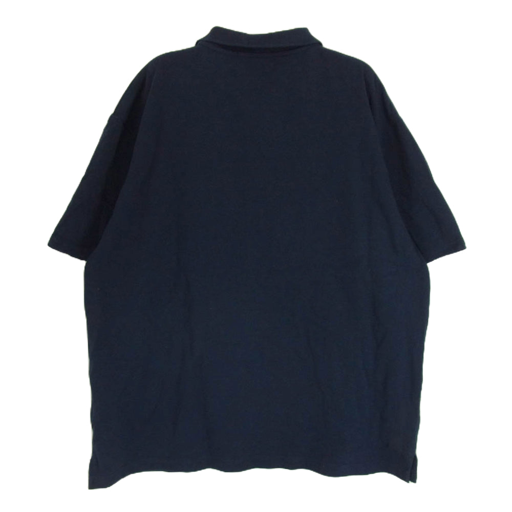 A BATHING APE アベイシングエイプ 猿 ワッペン BAPE ロゴ 半袖 ポロ シャツ ネイビー系 L【中古】