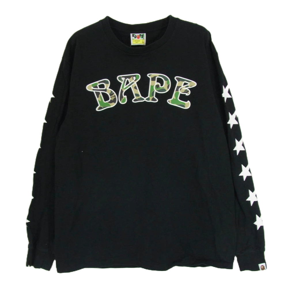 A BATHING APE アベイシングエイプ ABC CAMO BAPE 88 L/S Tee 長袖 ロングスリーブ Tシャツ ブラック系 L【中古】