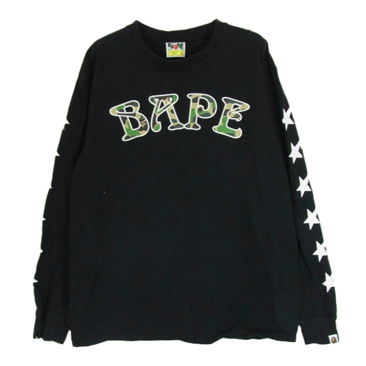 A BATHING APE アベイシングエイプ ABC CAMO BAPE 88 L/S Tee 長袖 ロングスリーブ Tシャツ ブラック系 L【中古】