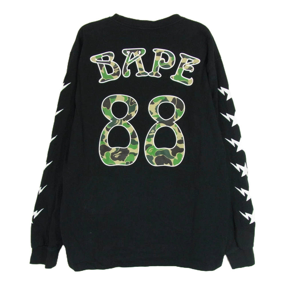 A BATHING APE アベイシングエイプ ABC CAMO BAPE 88 L/S Tee 長袖 ロングスリーブ Tシャツ ブラック系 L【中古】