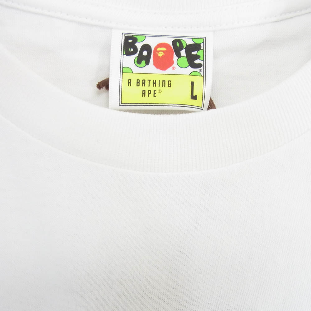 A BATHING APE アベイシングエイプ カレッジ ロゴ ロングスリーブ 長袖 Tシャツ ホワイト系 L【新古品】【未使用】【中古】