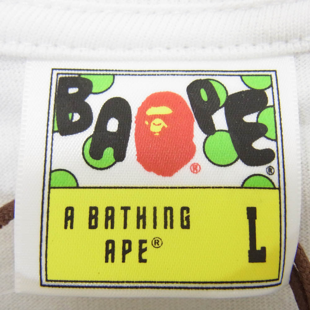 A BATHING APE アベイシングエイプ カレッジ ロゴ ロングスリーブ 長袖 Tシャツ ホワイト系 L【新古品】【未使用】【中古】