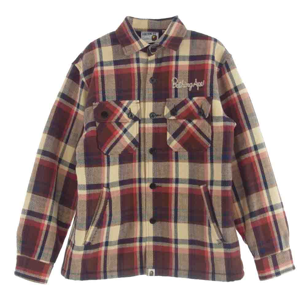 A BATHING APE アベイシングエイプ ラブジェネ チェック CPO ジャケット 裏ボア マルチカラー系 M【中古】