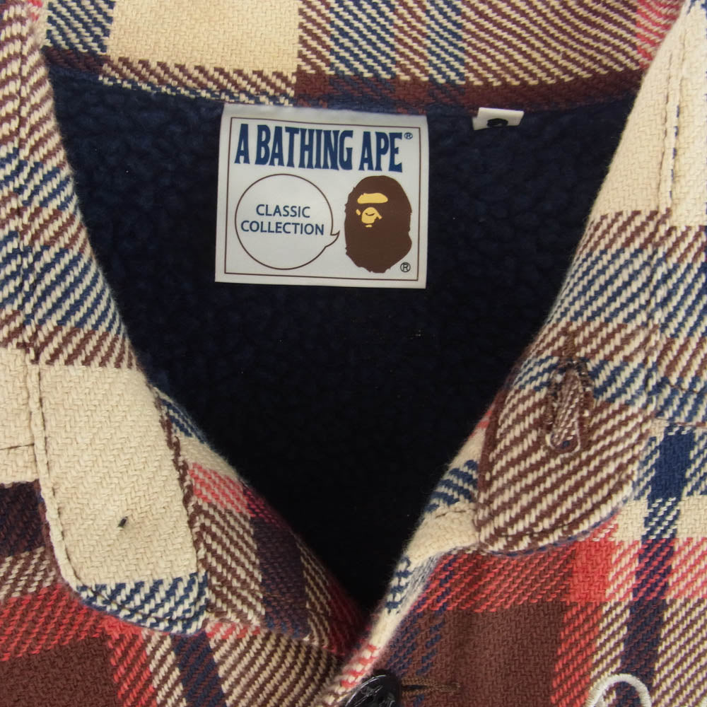 A BATHING APE アベイシングエイプ ラブジェネ チェック CPO ジャケット 裏ボア マルチカラー系 M【中古】