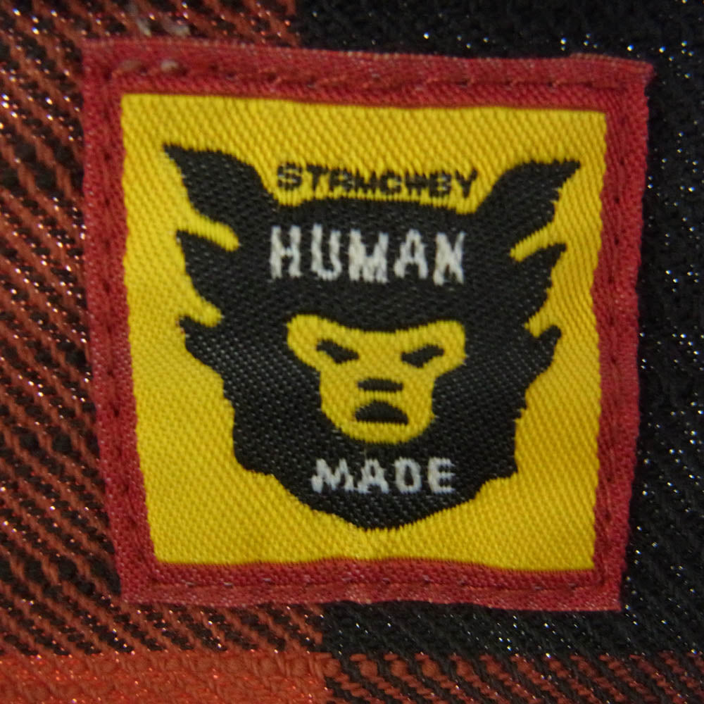 HUMAN MADE ヒューマンメイド 24AW SCOUT SHIRT スカウト デニム ブロック チェック 長袖 シャツ 刺繍 インディゴブルー系 M【美品】【中古】