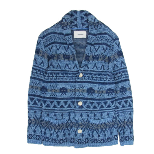 シーグリーン ニット イージー 2B テーラード ジャケット ネイビー系 02【中古】