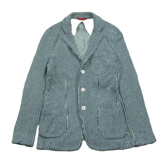 マックリッチ パイル地 ストライプ 3B テーラード ジャケット イタリア製 ネイビー系 ホワイト系 46【中古】